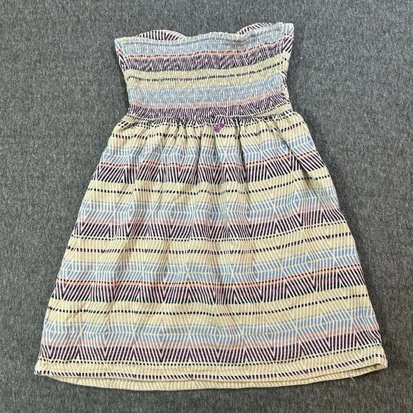 Roxy Mini Dress Women's Medium Strapless Boho Tribal Print Smocked Back Summer - Picture 9 of 12